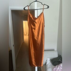 Sleek Orange Slip Dress